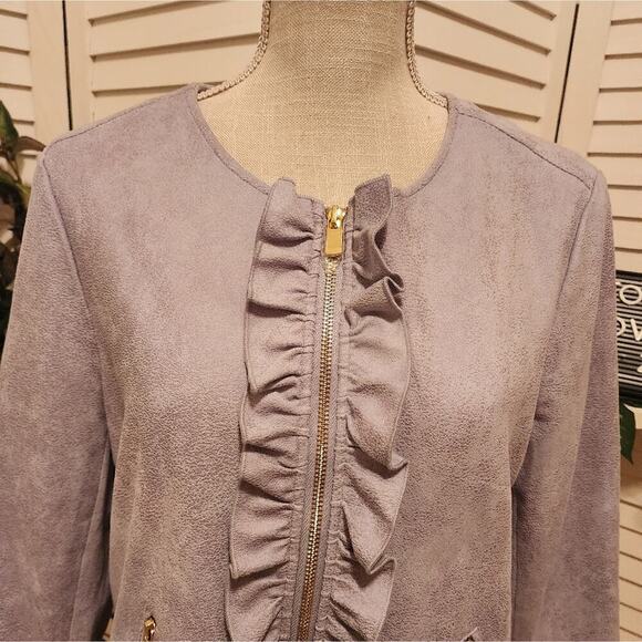 NANETTE LEPORE  NEW LILAC RUFFLE JACKET SIZE 10 - Picture 5 of 9